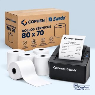 Rollos Térmicos 80x70 mm Caja con 50 Piezas